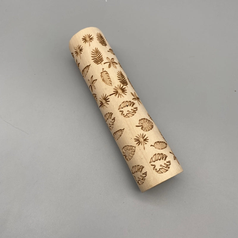 Christmas Retro Leaves Rose Snowflake Wood Rolling Pin 1 Piece