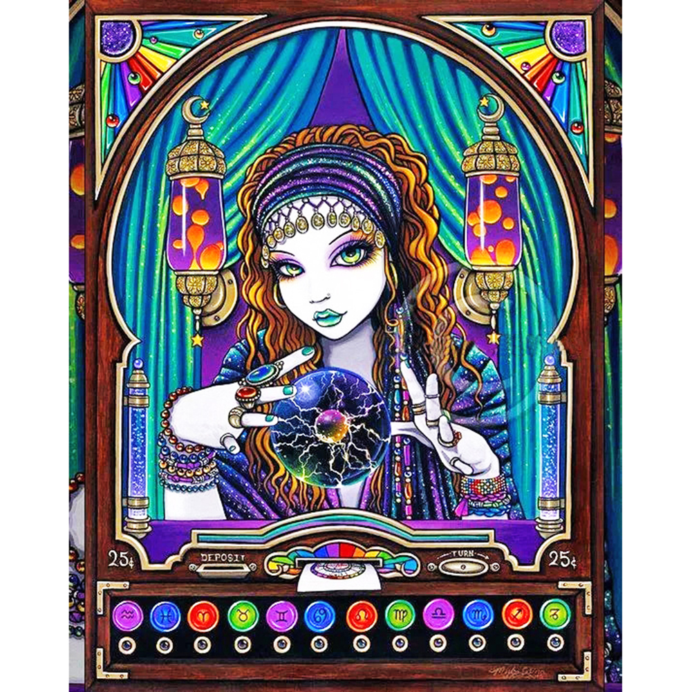 

30*40CM-Round Drill Diamond Painting-Girl Witch, 501 Original