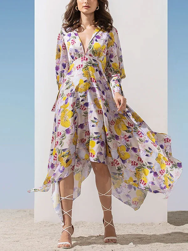 Yellow Printed Asymmetrical Dress