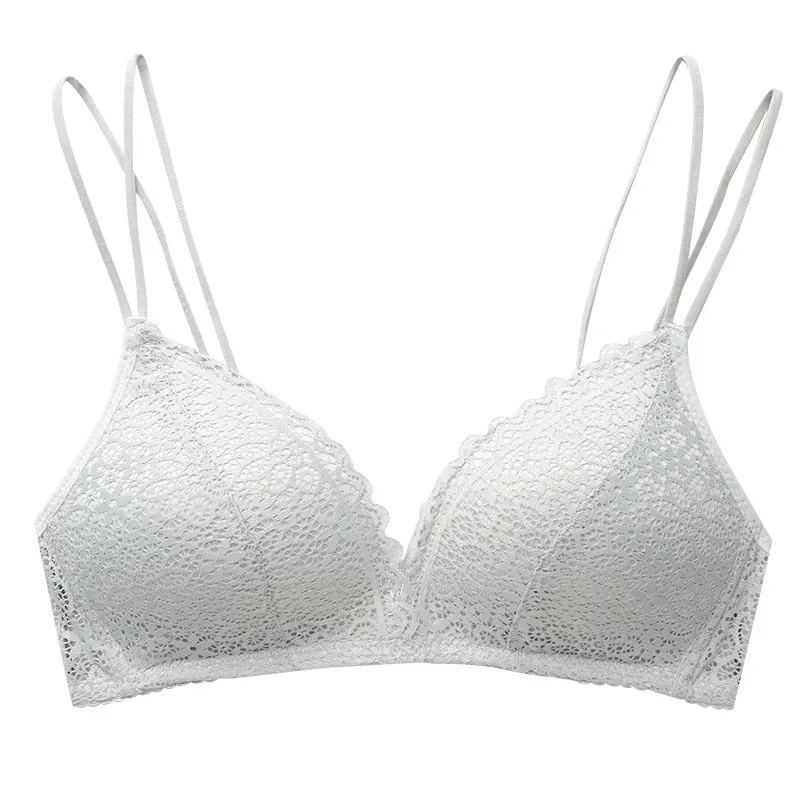 DERUILADY Comfortable Wireless Bralette Sexy Lingerie Women Thin Lace Push Up Bra Solid Color Simple Bras For Women Underwear