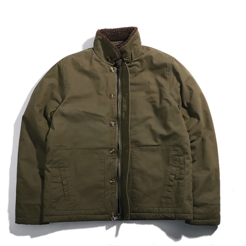 Men's Autumn and Winter N1 Deck Navy Jacket Lamb Fleece Warm Cotton Jacket Hunting Outdoor Jacket