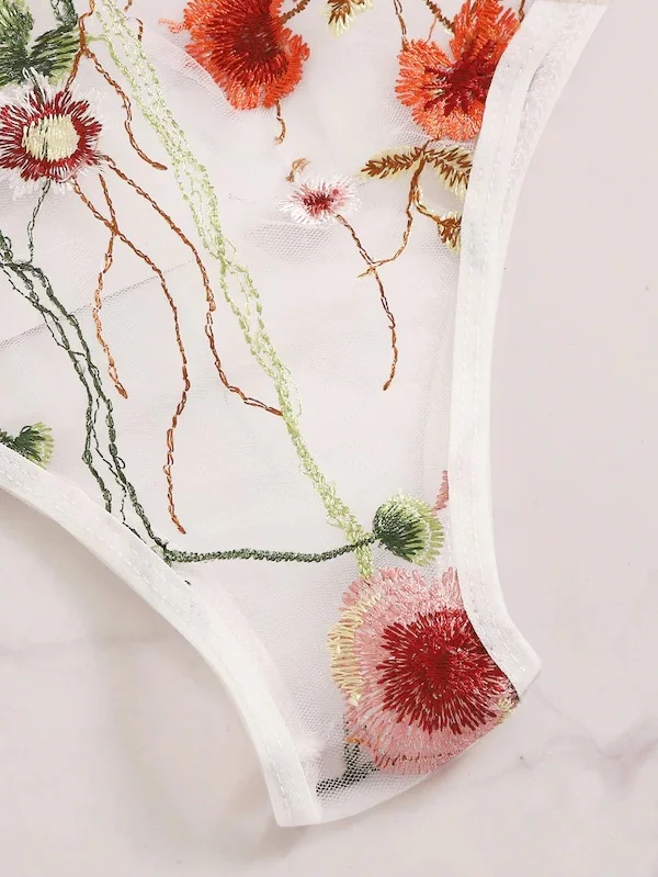 Uveng Sex Lingerie Sexy Women's Lingerie Hollow Print Three-Point Lingerie Set