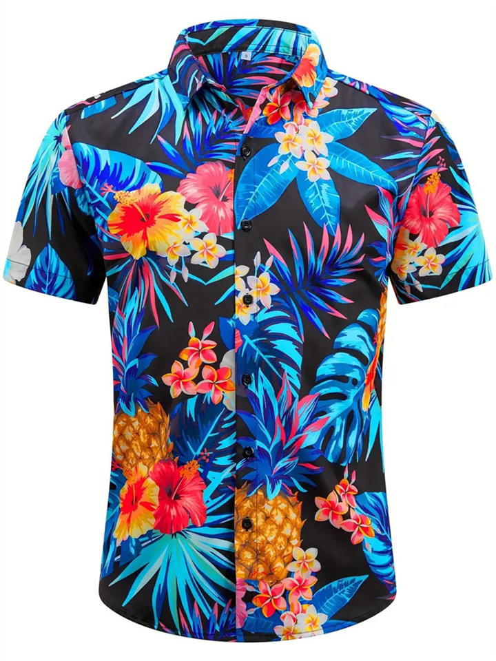Summer Men's Hawaiian Style Shirt Printed Fashion Short Sleeve Shirt