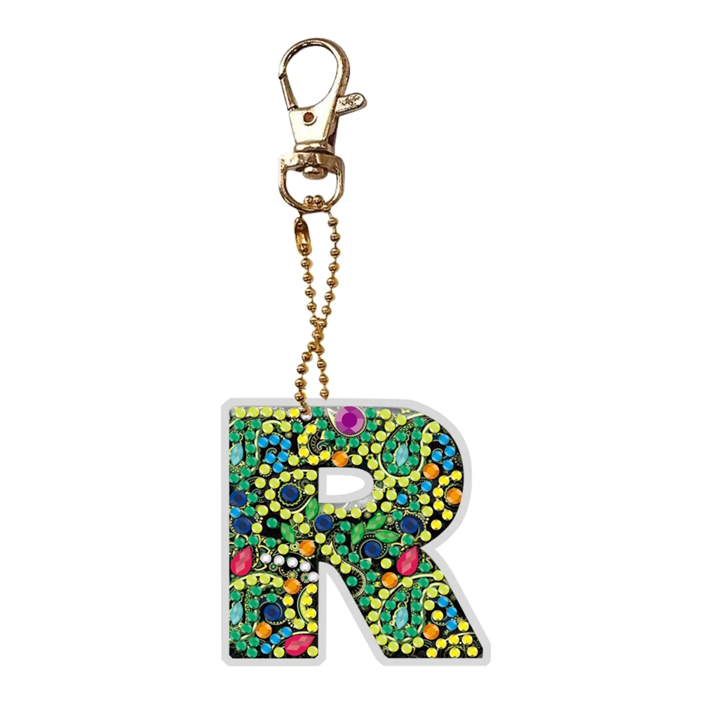 DIY Handmade Gem Keychains Letters Lady Bag Pendant