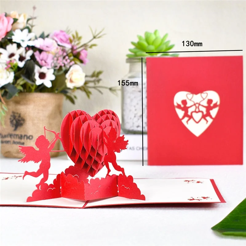 10 Pack Pop-Up Card for Valentines Day Anniversary Greeting Cards for wife