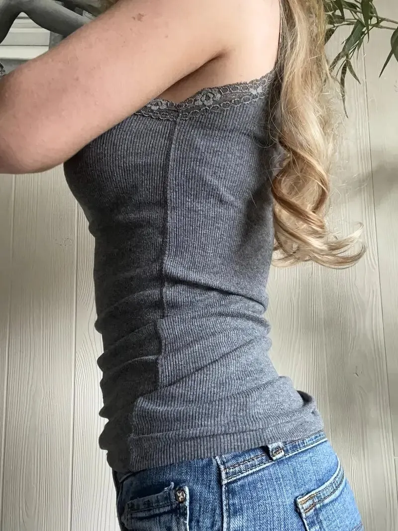 Modern Ribbed Lace Tank Top