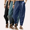Gioiacombo&trade; Pantaloni da uomo larghi con coulisse in cotone e lino