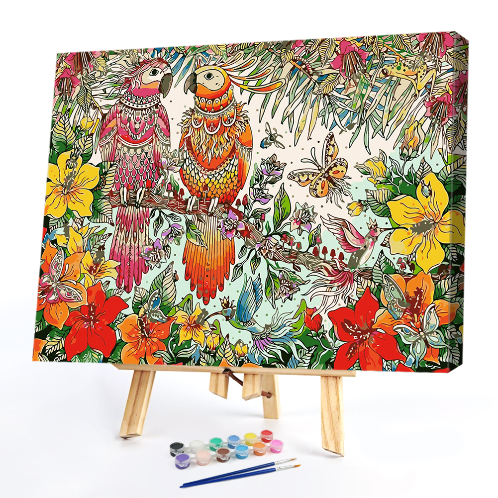 

40*50CM - Paint By Numbers - The Parrot In The Flower, 501 Original