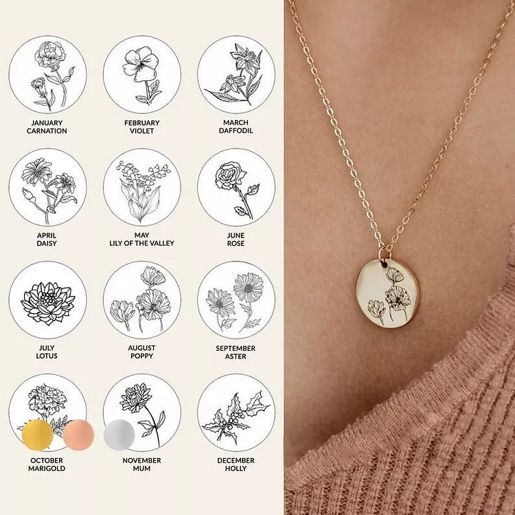 Wildflower Engraved Necklace