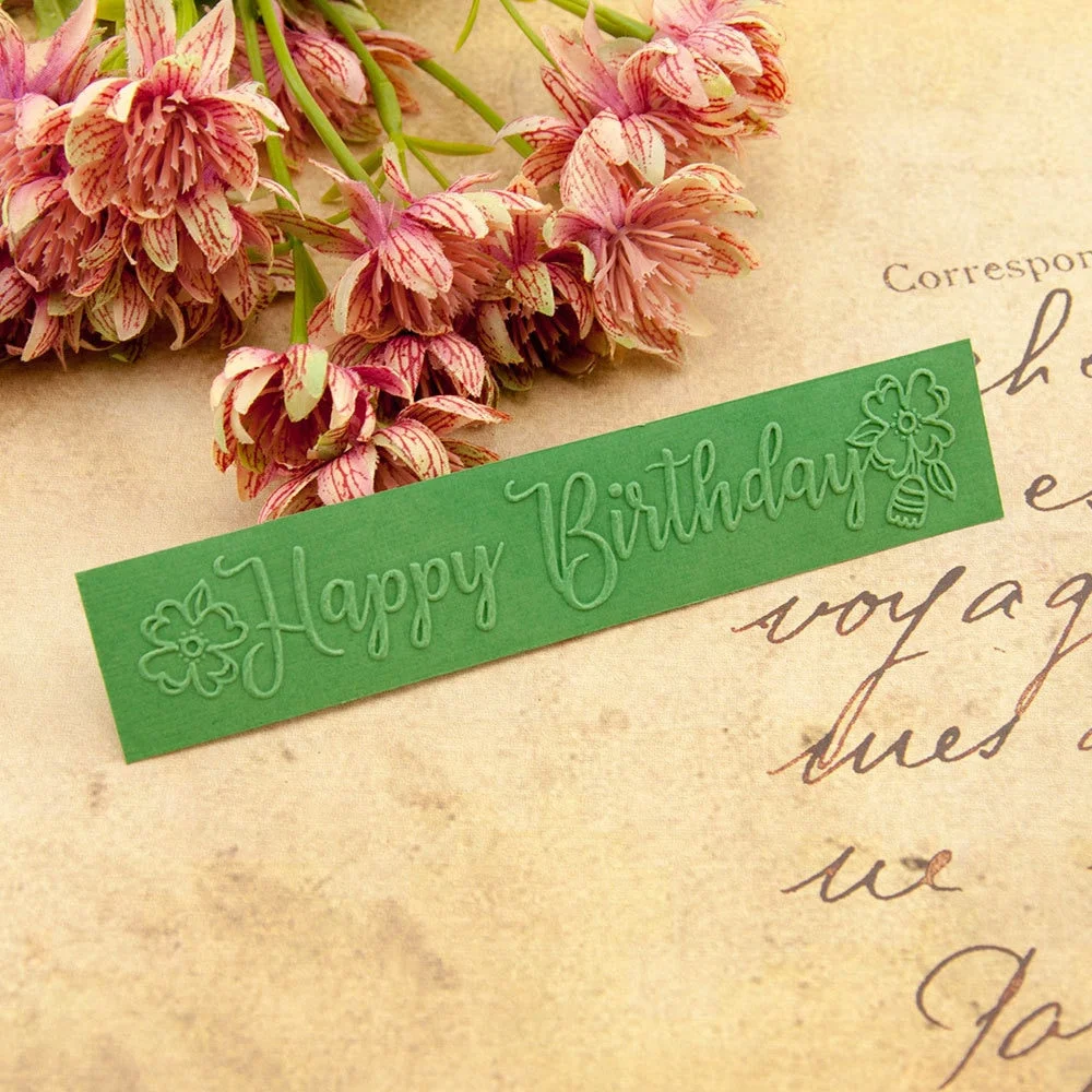 Happy Birthday geometric Plastic Embossing Folder For Scrapbook DIY Album Card Tool Plastic Template