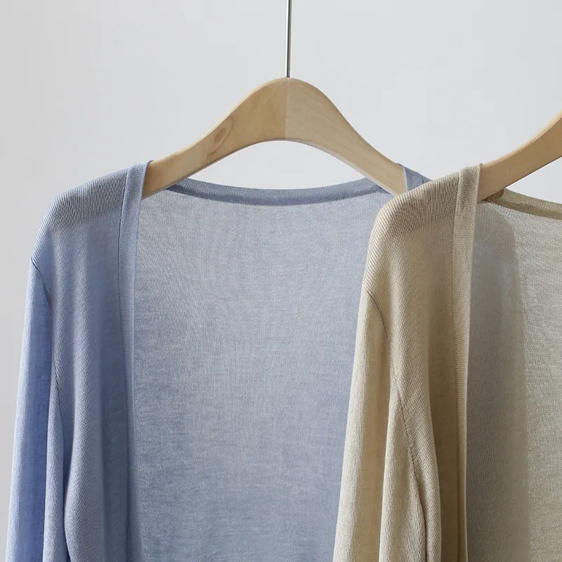 Uveng Uveng Silk Knitted Jersey Coat Women's Summer Shawl Spring With Thin Shoulder Air-Conditioning Shirt Short Top