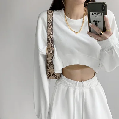 Uveng Uveng Hoodie Women Fall 2024 Korean Solid Color New Loose Round Collar Women Long Sleeve Jacket Women's Fashion