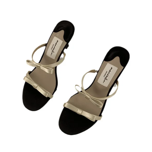 Breakj Breakj Fairy Wind Bow Black High Heels Women Cut Men And Cool Slippers Dew Word With Beautiful Sandals