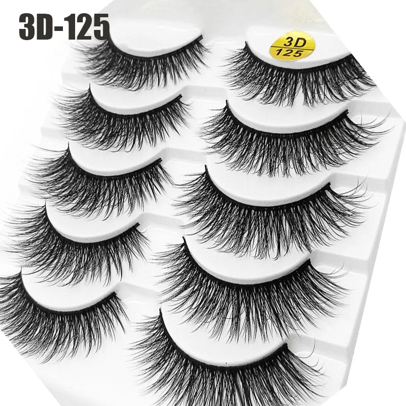 5Pairs 6D Mink Lashes False Eyelashes Natural Long Eyelash Extension Cross Volume Soft Fake Eye Lashes Winged Faux Cils Dropship