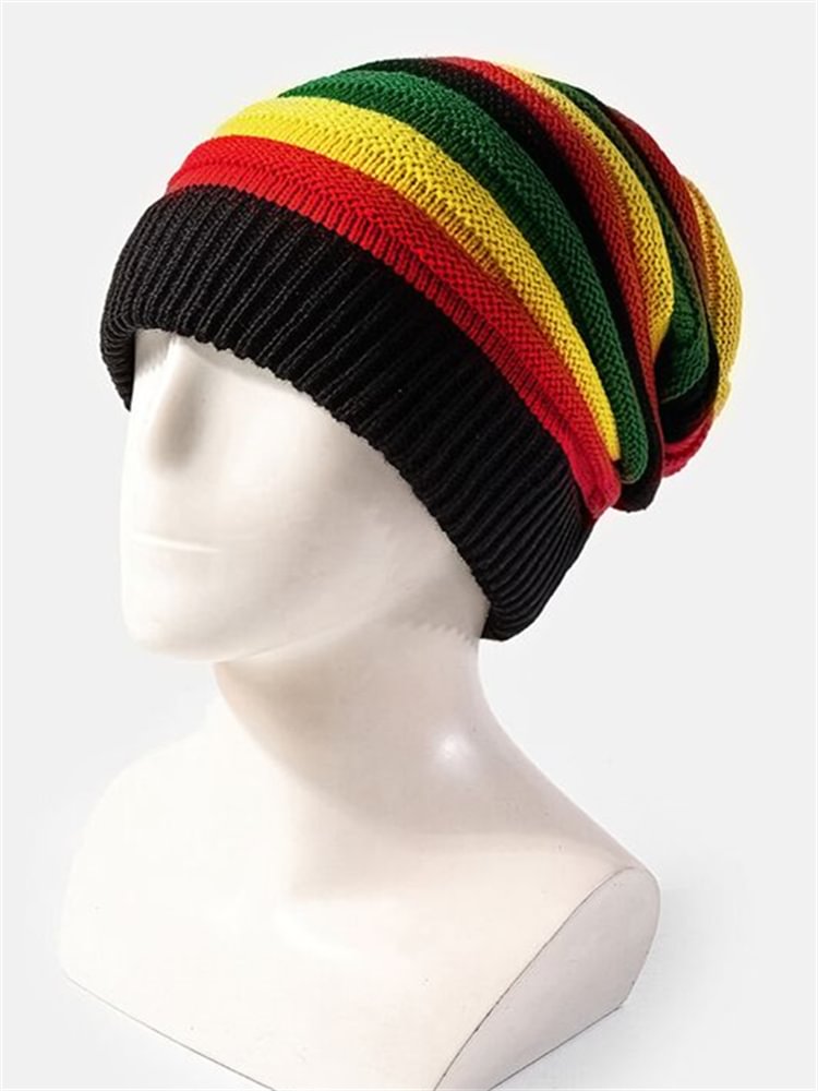 Unisex Rasta Reggae Striped Stretchy Knit Hat