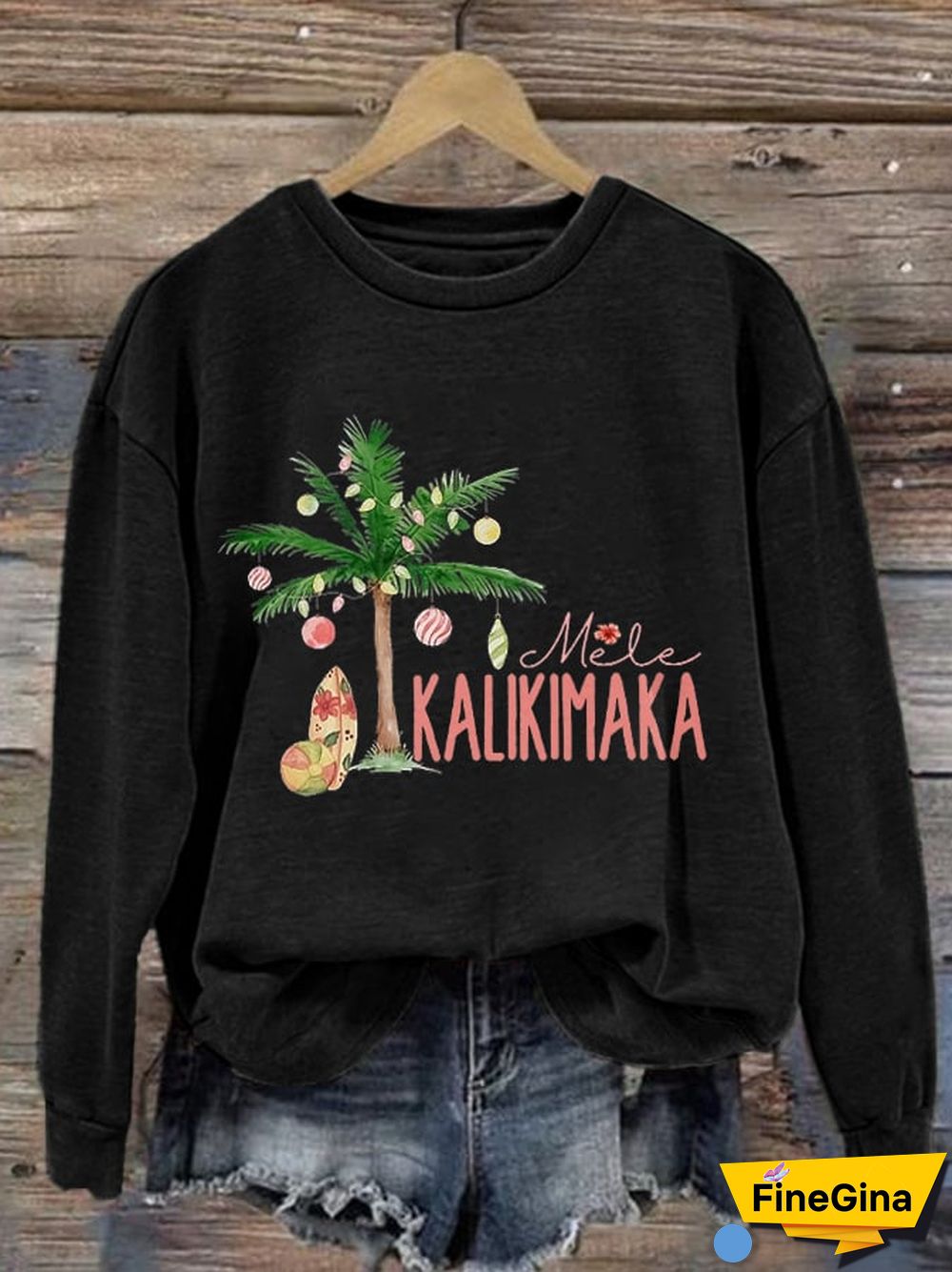 Women's Christmas Mele Kalikimaka Print Casual Sweatshirt