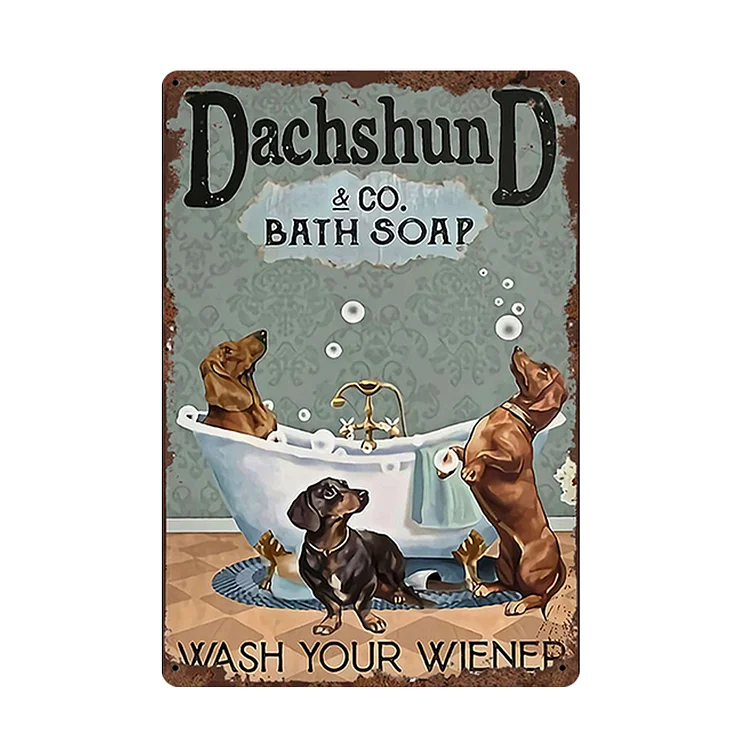 Dachshund Bath Soap - Vintage Tin Signs/Wooden Signs - 7.9x11.8in & 11.8x15.7in