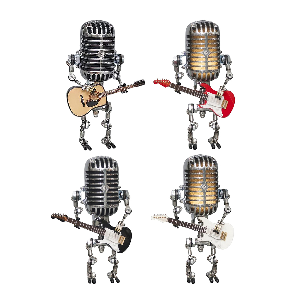 

Vintage Microphone Robot Touch Dimmer Lamp with Guitar for Home Decoration, Yellow, 501 Original
