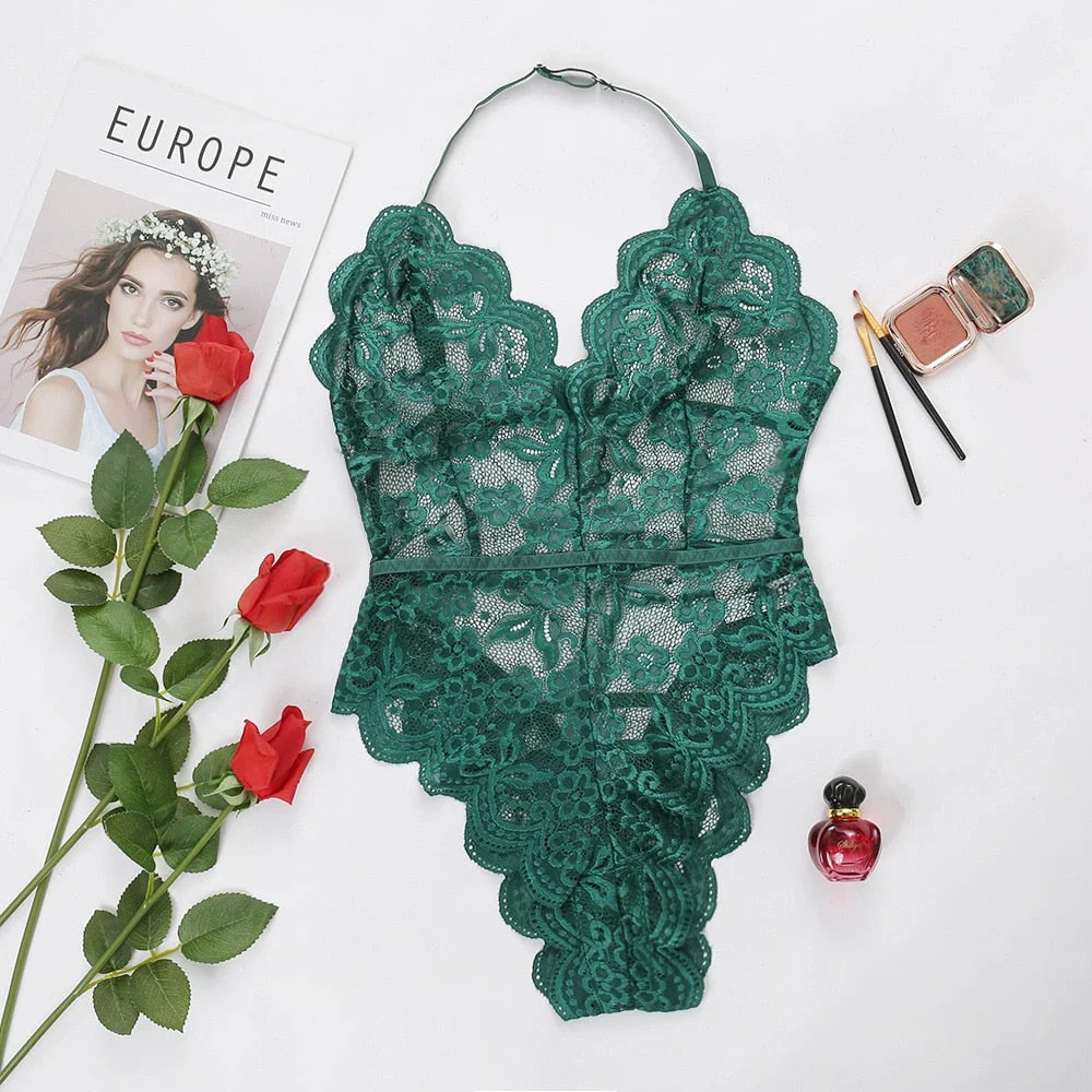 Ellolace Bodysuit Women Overalls for Women 2022 Lace Deep-V Neck Bodys Bodycon Sleeveless Backless Sexy Body for Women Wholesale