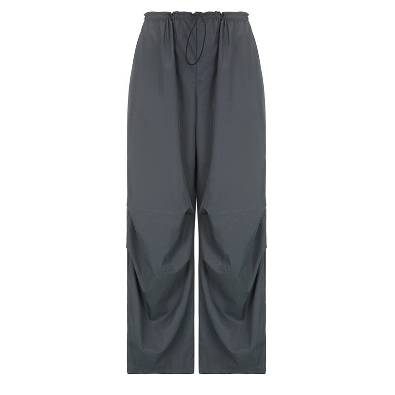 Churchf Street Y2K Gray Sweatpants Harajuku Fashion Korean Drawstring Waist Wide Leg Pants Retro Basic Loose Straight Trouser