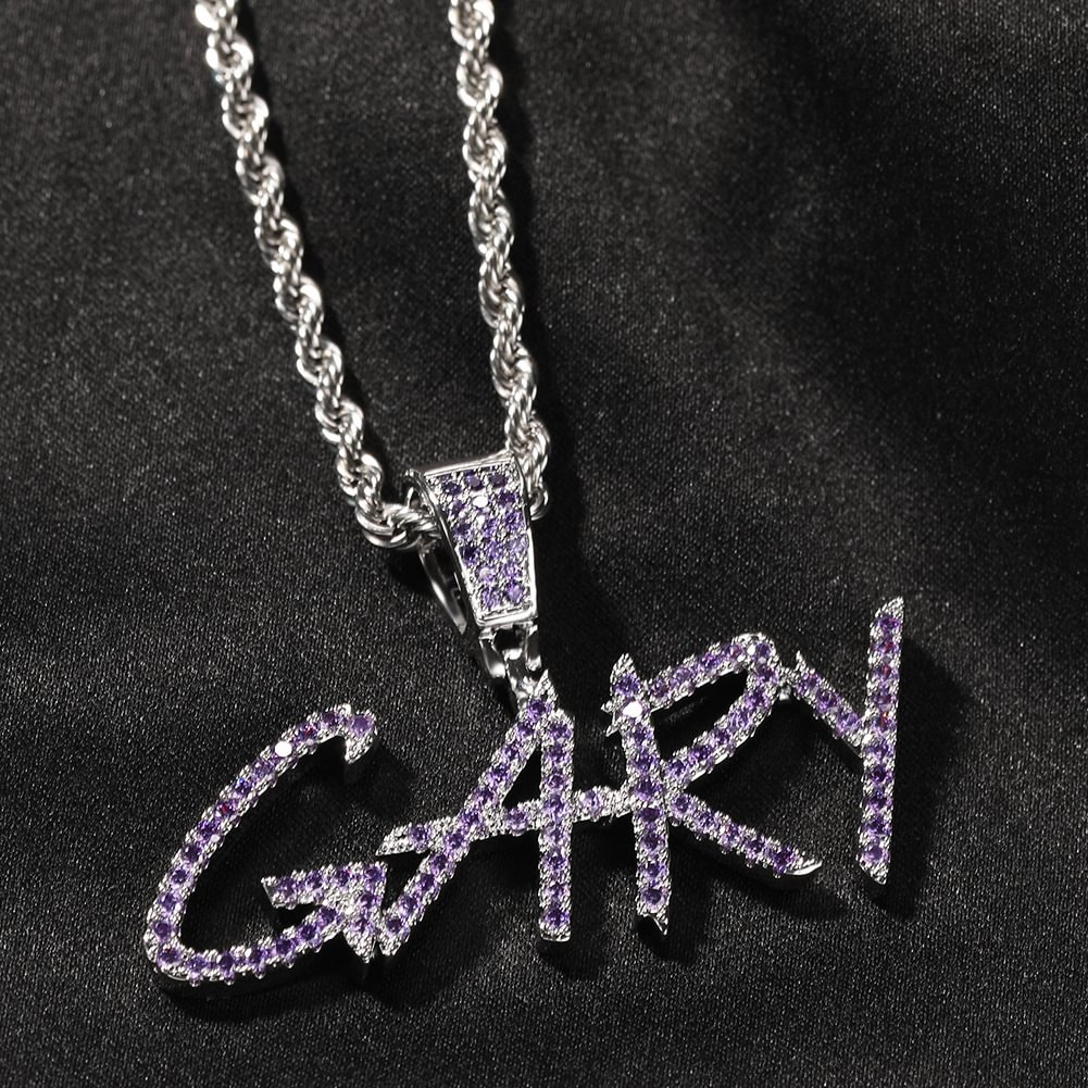 Custom Name Chain Colored Zircon Letters Pendant Necklace Personalised Jewelry-VESSFUL