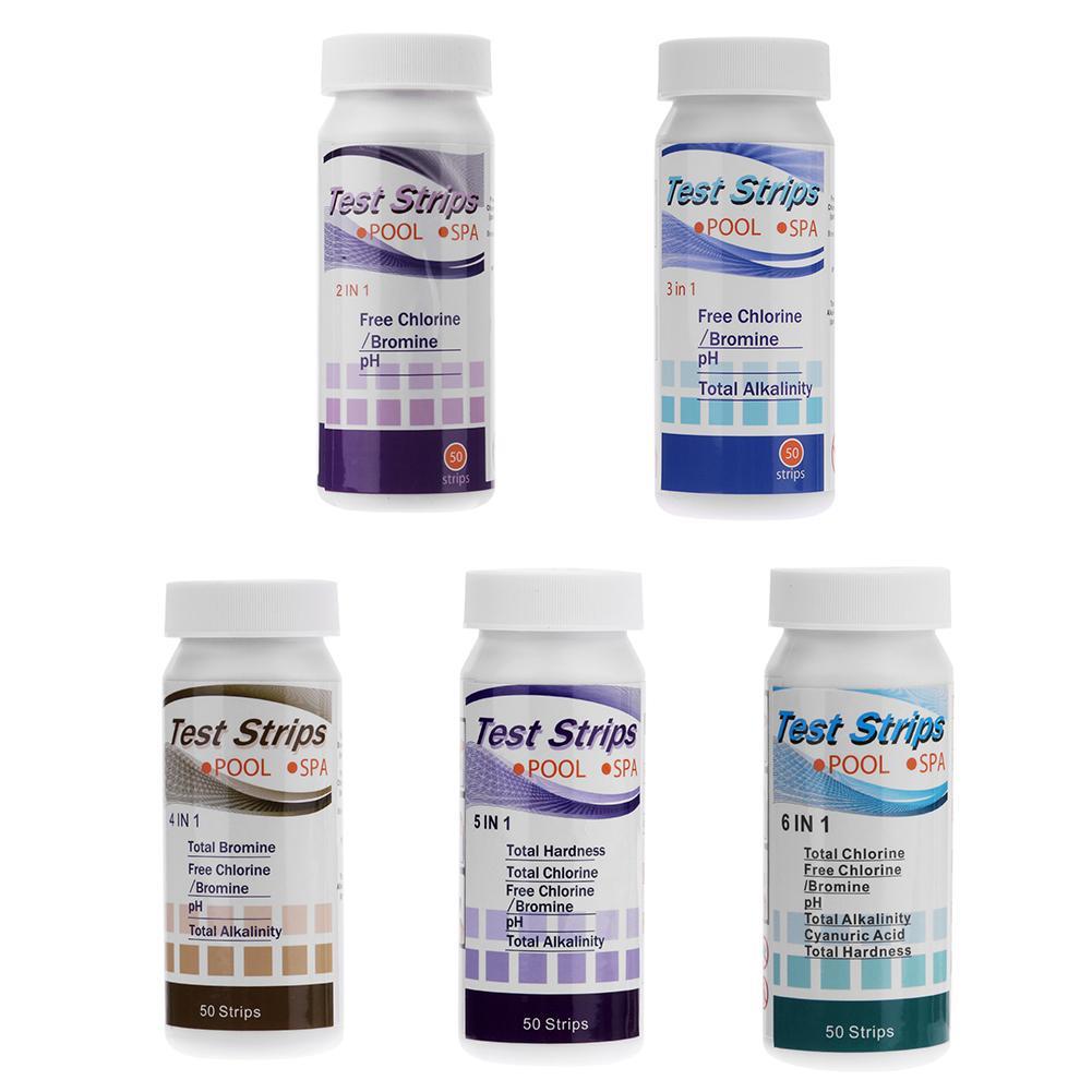 

50pcs Swimming Pool Test Strips for Chlorine pH Alkalinity Cyanuric Acid, 6 in 1, 501 Original