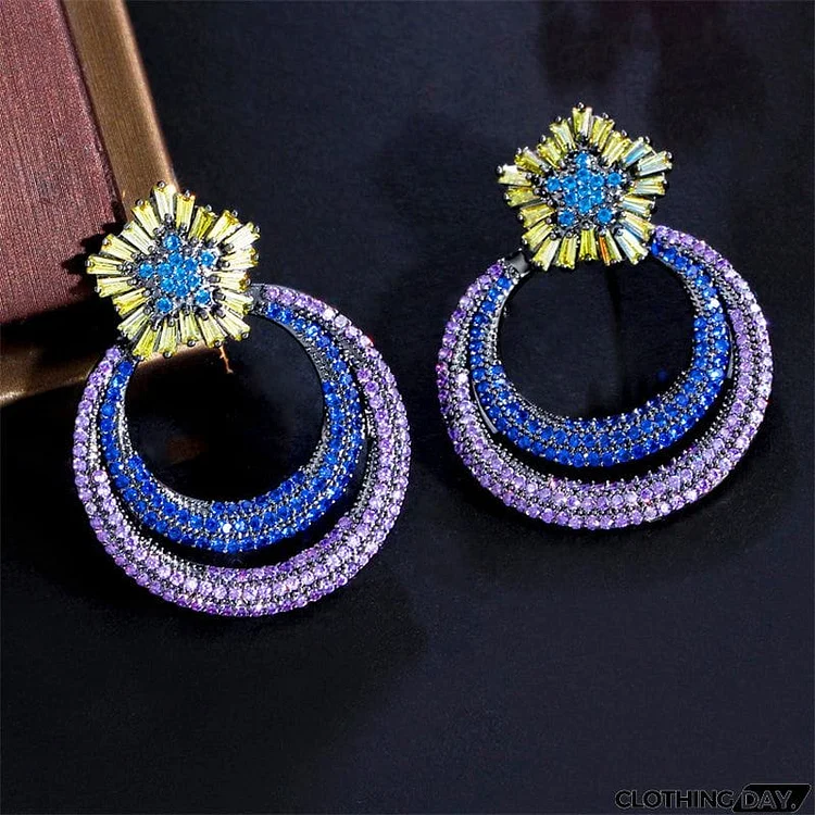 High Class Sparkling Stage Party Big Earrings For Women