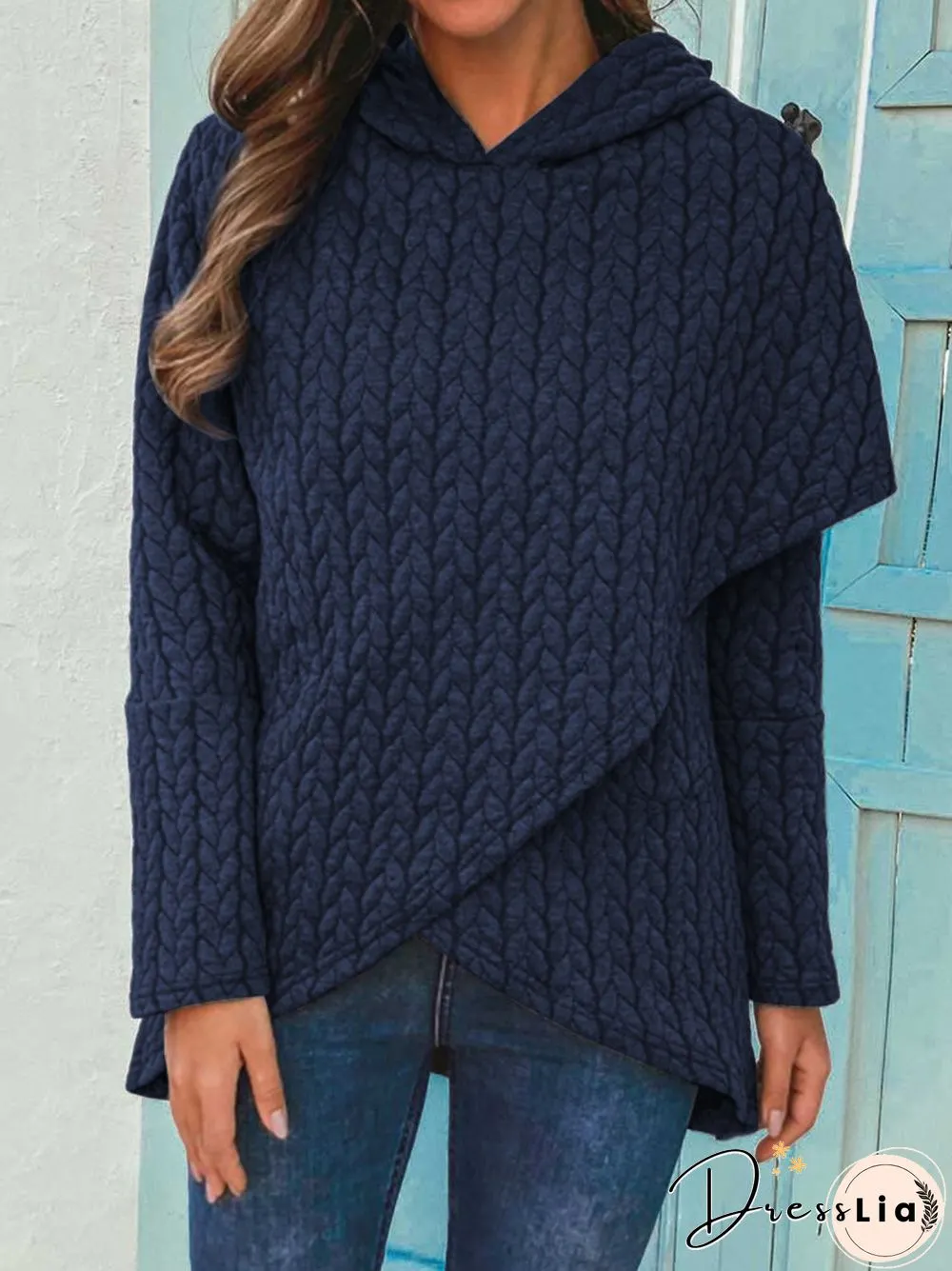 Women Casual Asymmetrical Hem Long Sleeve Hoodies