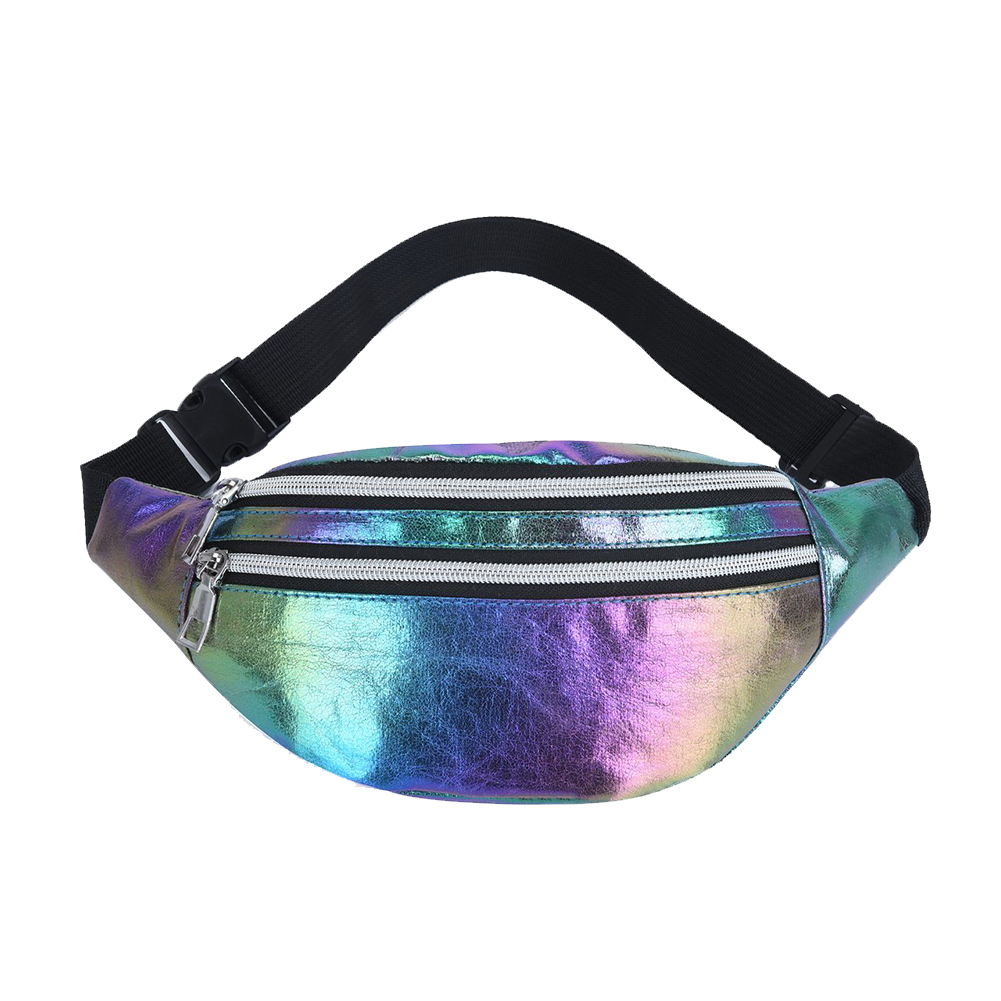 

Gradient Color Laser Waist Pack Double-layer PU Shoulder Chest Bags, Blue, 501 Original