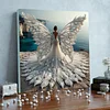 (Framed)Diamond Painting -DIY Round Drill Winged Girl with Frame(25x25cm)