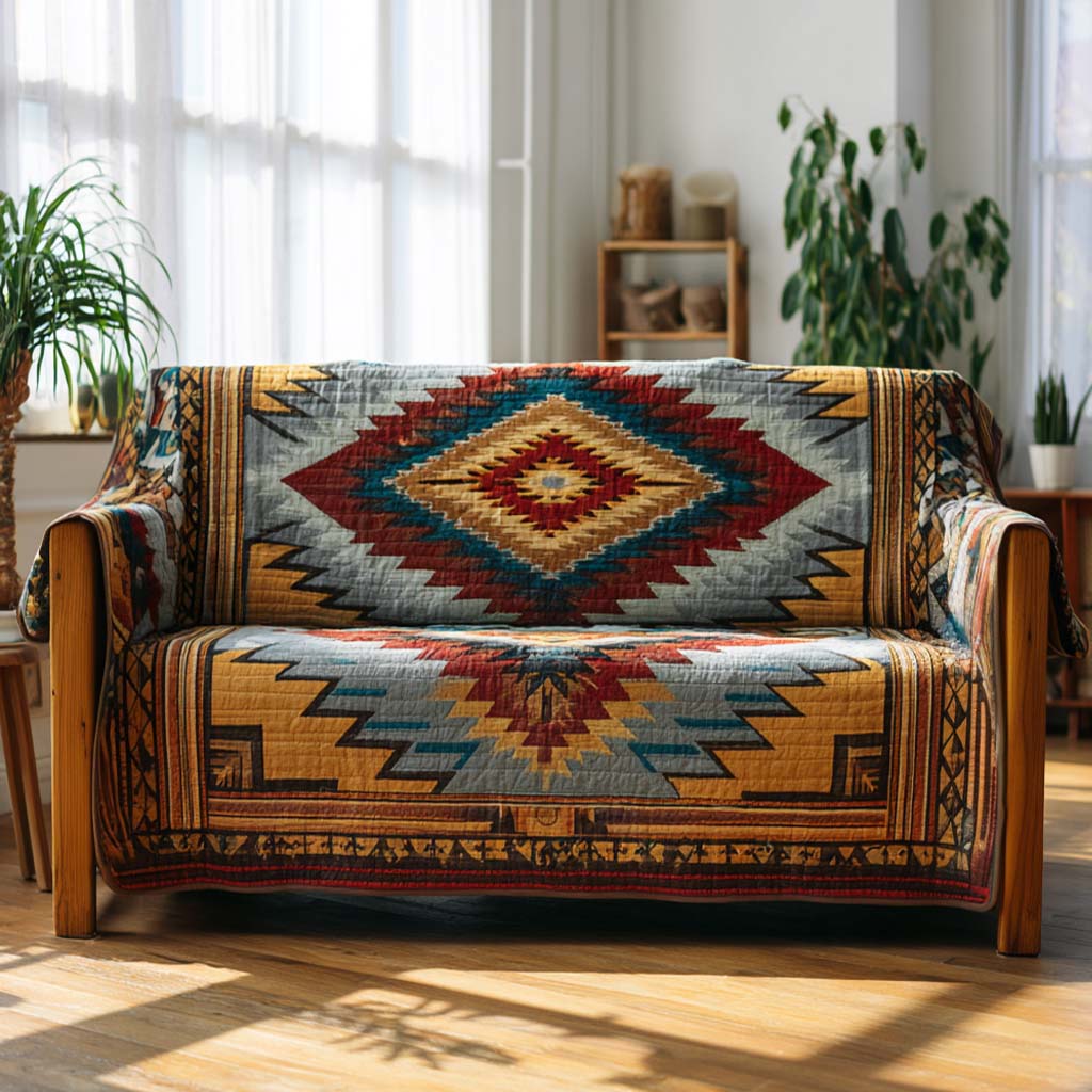 Red Mesa Canyon Quilted Sofa Cover NCU0XD1833 everthome