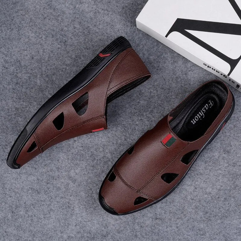 Nine o'clock Quality Men Casual Loafers Summer Leather Sandals Fashion Soft Comfortable Shoes 2021 New Slip-on Wear-resisting