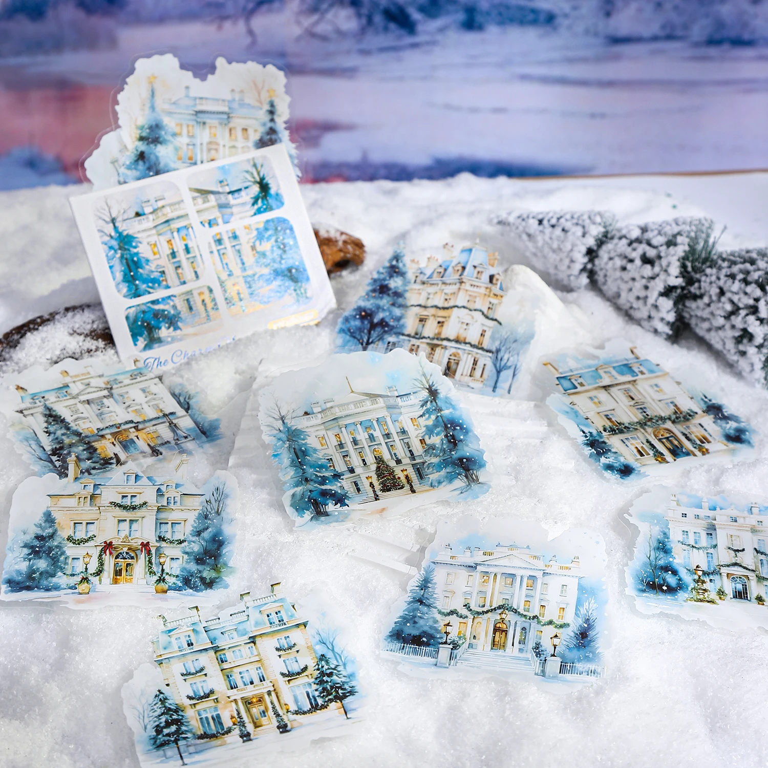 저널세이 겨울 눈의 매력 시리즈 빈티지 눈 풍경 조경 PET 스티커