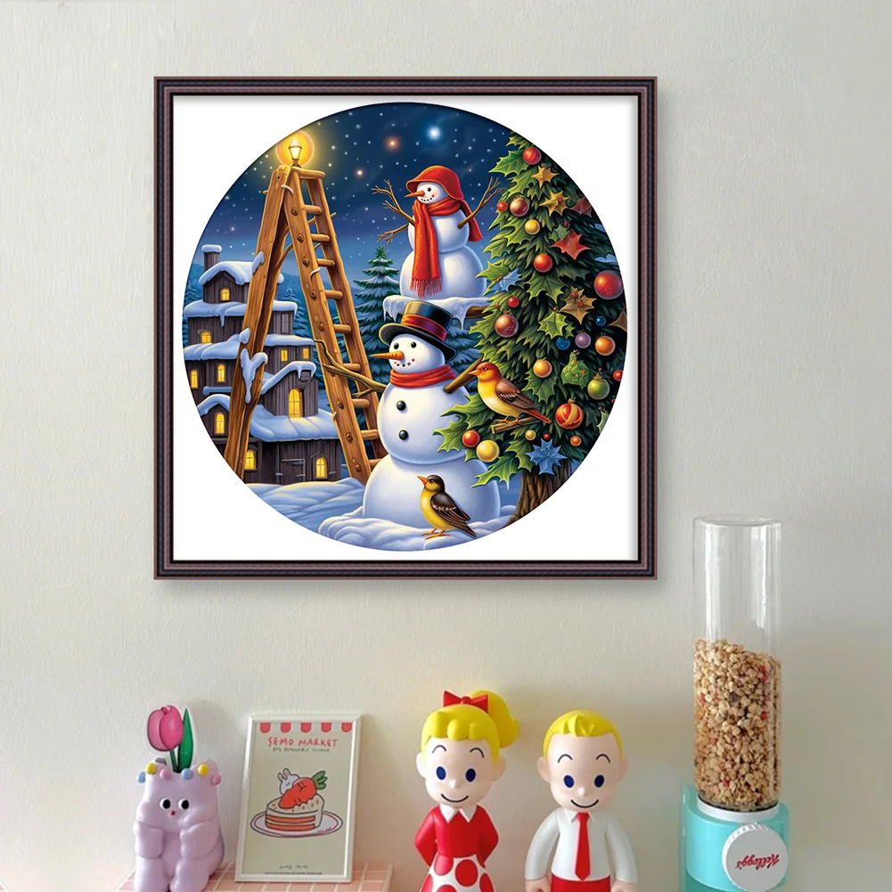 DIY Stamped Cross Stitch 11CT Full Embroidery 40*40cm - Christmas Snowman