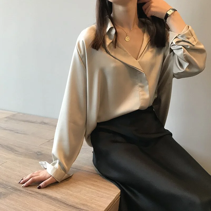 Long Sleeve Chiffon Blouse Blouse Blouse Women Fashion Mujer Blouses 2023 V-Neck Office Lady Blouse Women Tops Female Sweaters A237