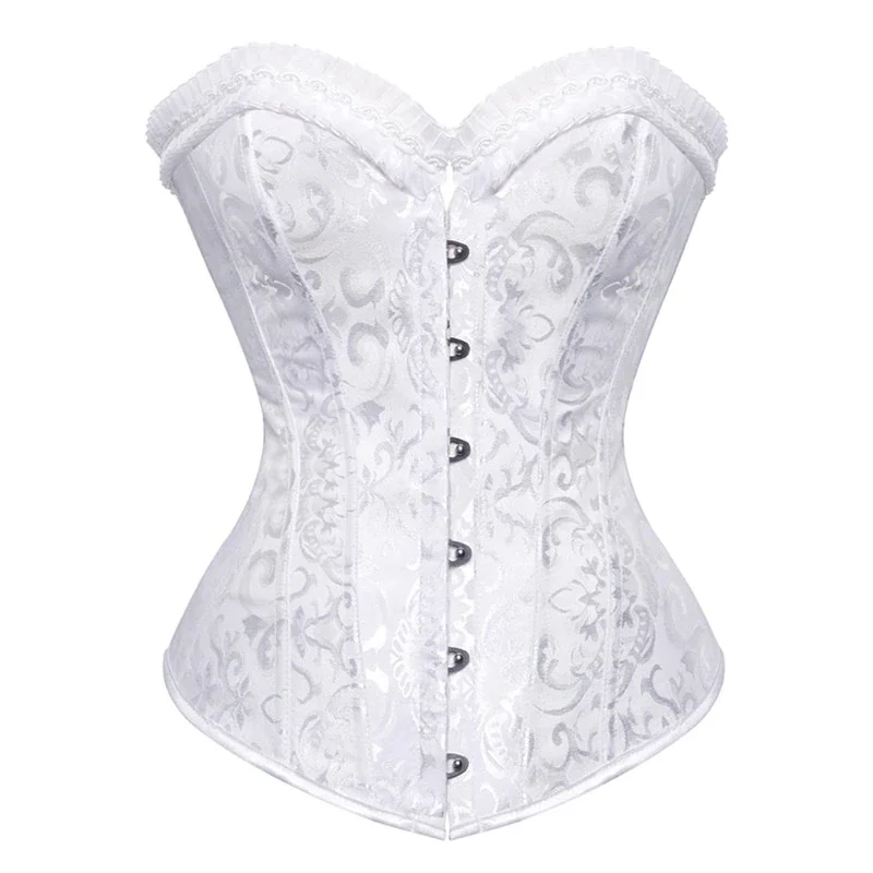 Billionm Sapubonva womens satin gothic corsets and bustiers tops steel boned overbust corset sexy lingerie corset plus size black white