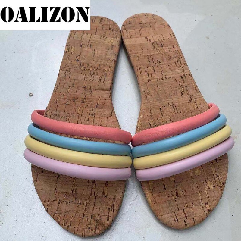 Candy Color Women Fashion Flip Flops Flat Slippers Shoes Summer New 2021 Female Lady Open Toe Sandal Slippers Mules Slides Shoes