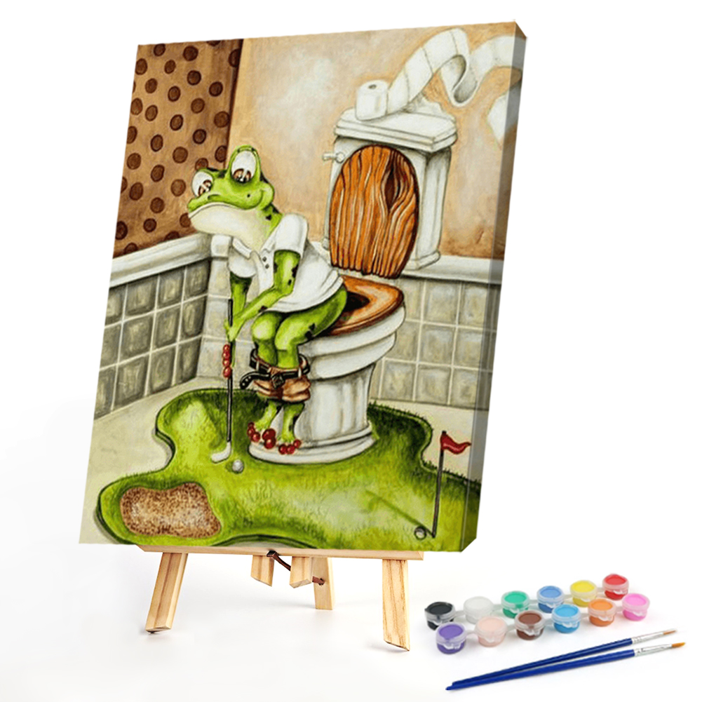 

40*50CM - Paint By Numbers - Frog on Toilet, 501 Original