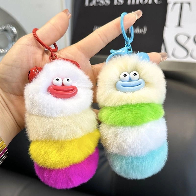Cute Caterpillar Plush Unisex Bag Pendant Keychain