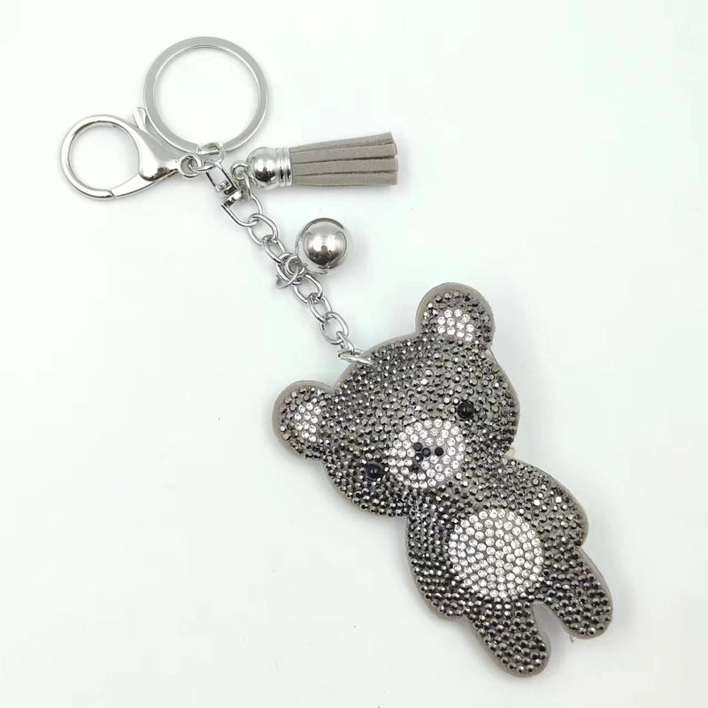 5 Pieces Cute Bear Flannel Diamond Women’s Keychain