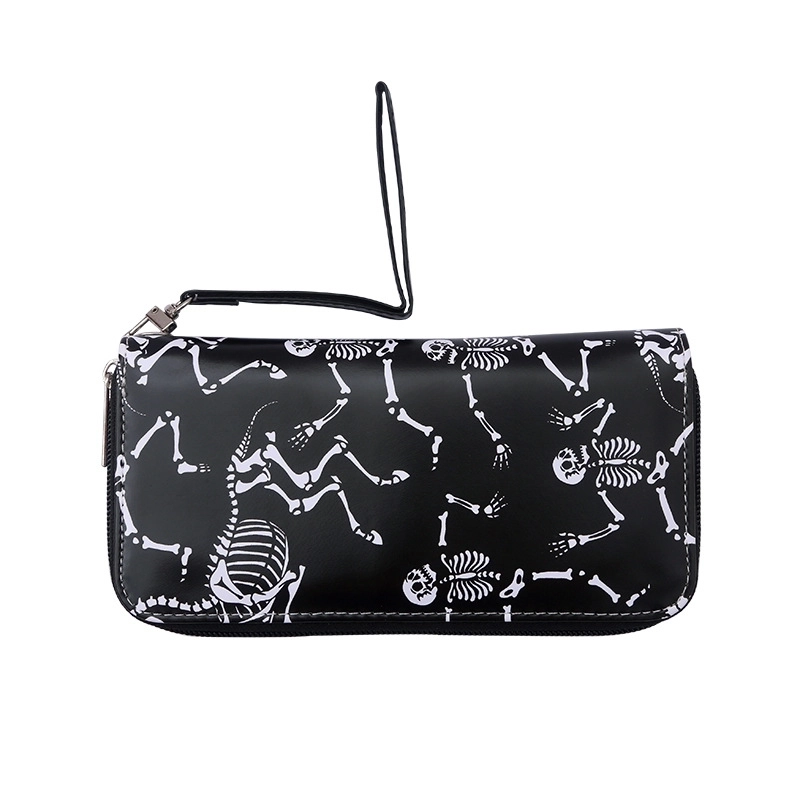 Unisex Skull PU Leather Zipper Wallets