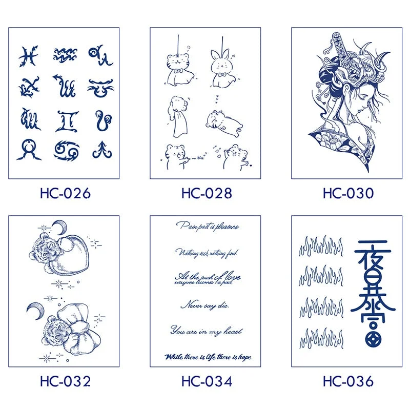 Flower Butterfly Animal Art Festival Comic Text Waterproof Full Body Arm Natural Temporary Tattoo For Men and Women