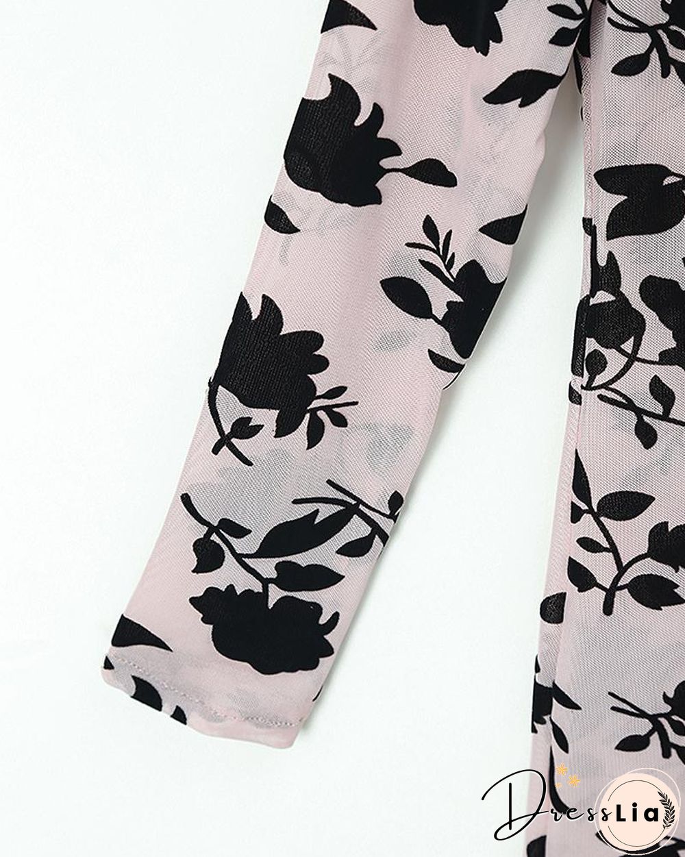 Stylish Applique Side Split Longline Long Sleeve Blouse P15652