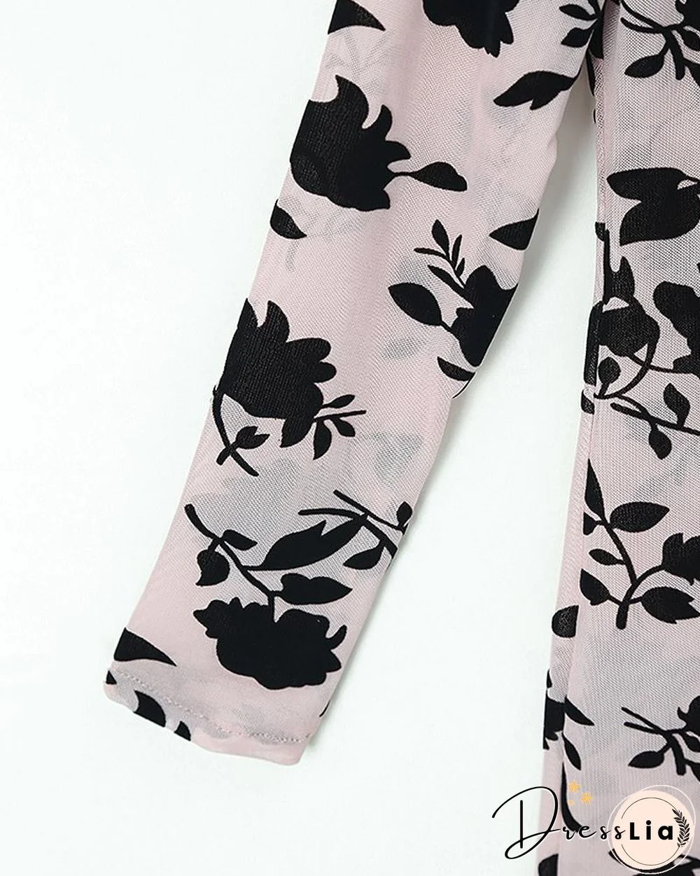 Stylish Applique Side Split Longline Long Sleeve Blouse P15652