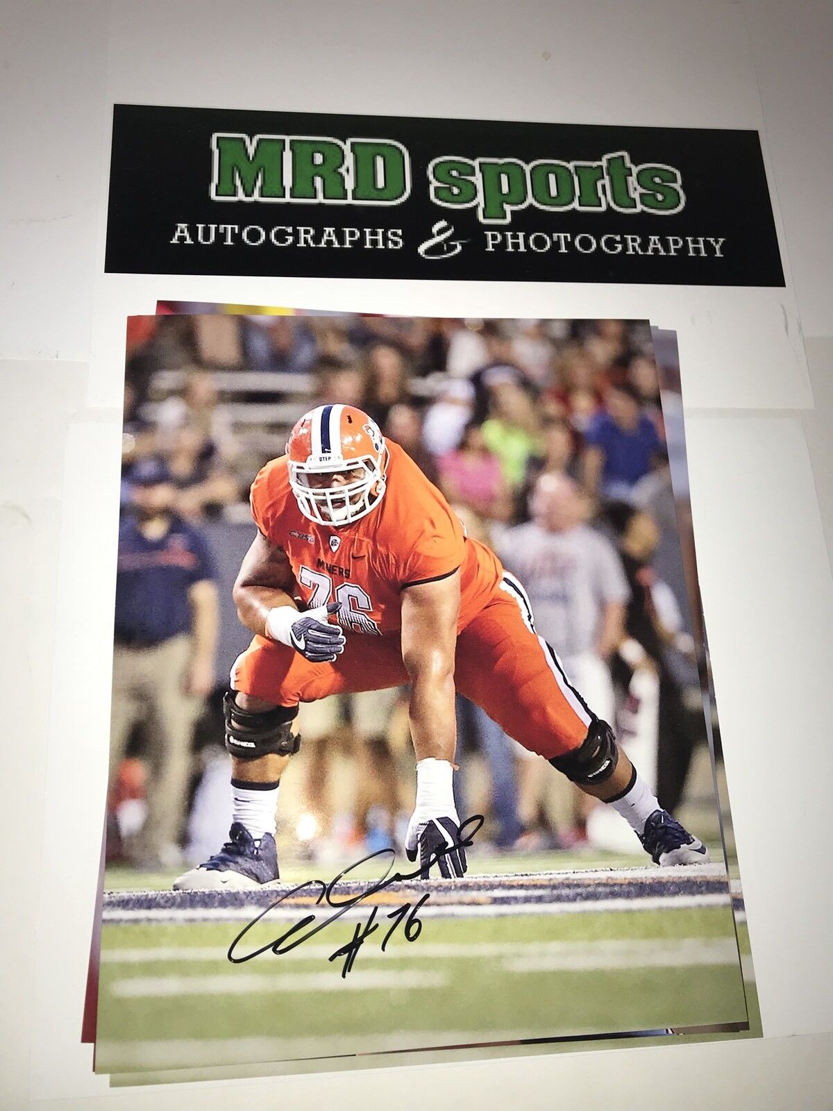 Will Hernandez UTEP Miners Hand signed autographed 8x10 football Photo Poster painting C