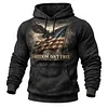 Men's Vintage Black 250th Anniversary American Flag Eagle Camouflage Print Pocket Hoodie by Inlyline