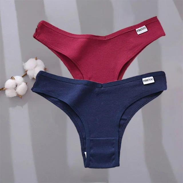 2PCS Brazilian Cotton Women's Panties Female Underpants Low Waist Underwear Women Comfortable Lady Pantys Lingerie M-XL