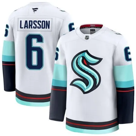 Youth Seattle Kraken #6 Adam Larsson  White Away Jersey