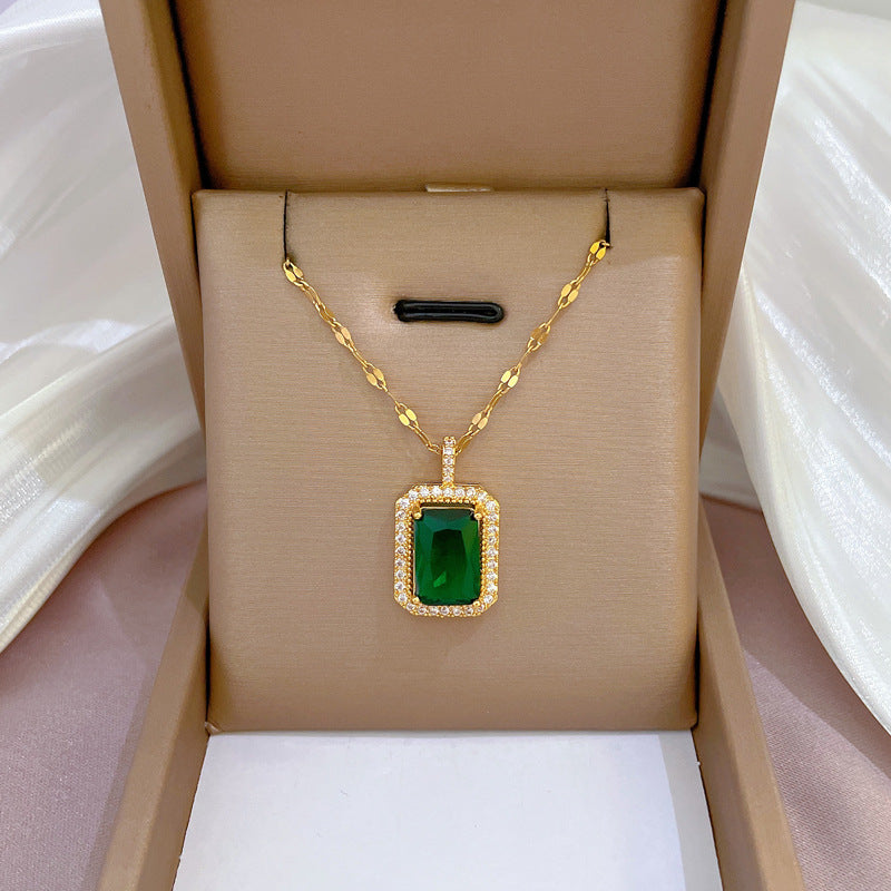 Cartoon Geometric Titanium Steel Diamond Inlay Necklaces