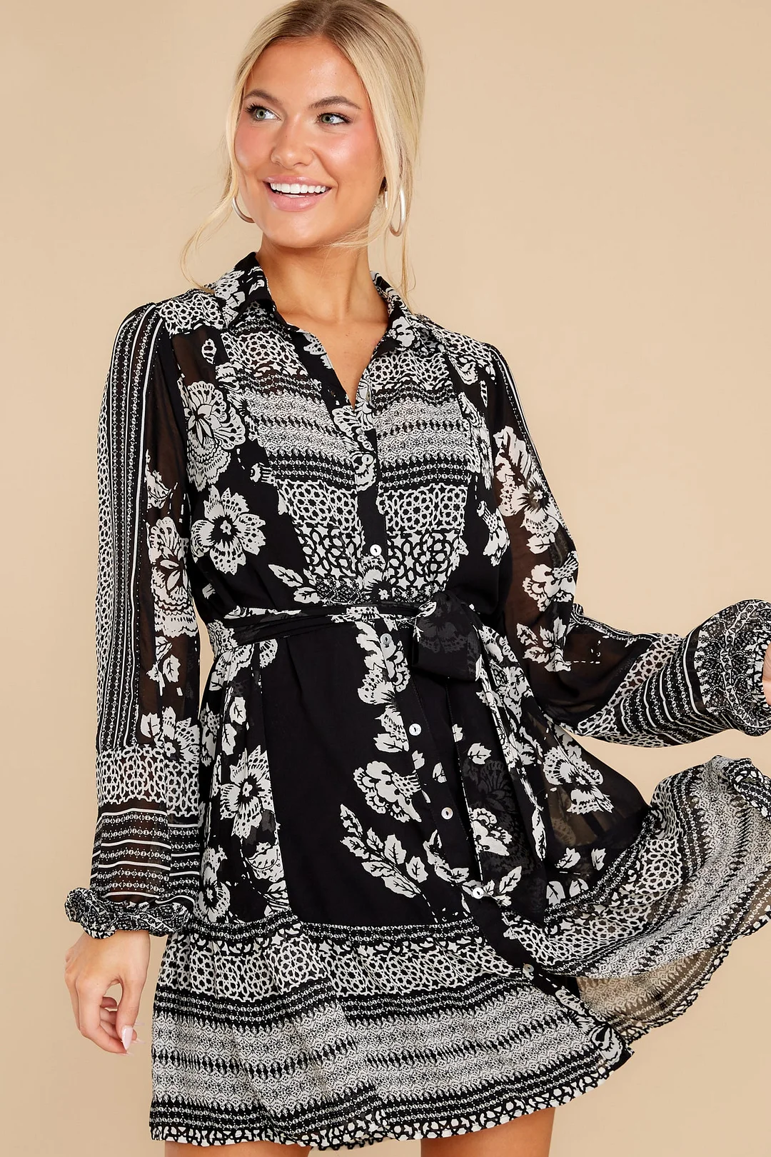 Pretty Special Black Floral Print Dress